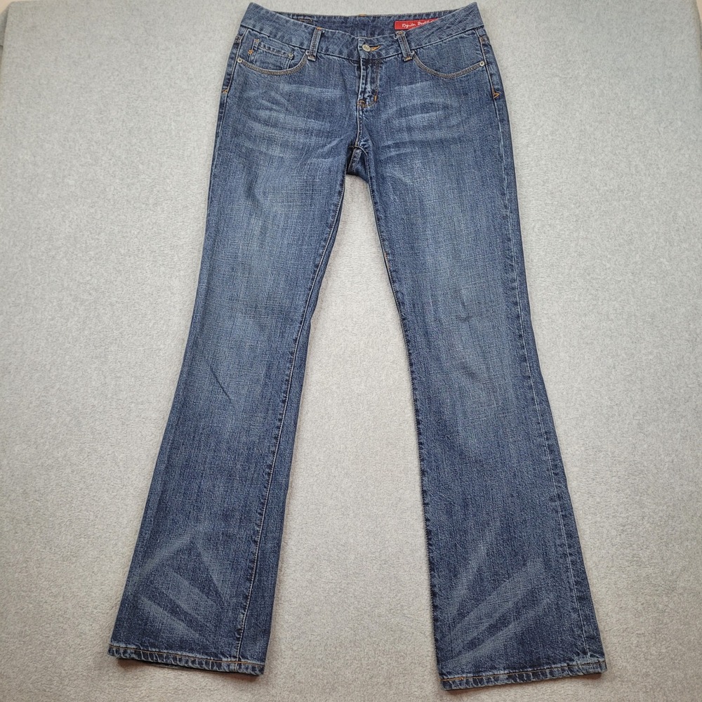 Seven7 Regular Bootcut Jeans Womens 32 Blue Denim Mid Rise Stretch Whisker